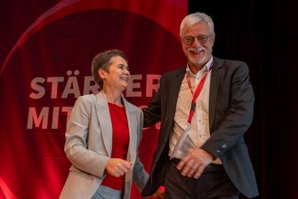 Markus Schlimbach, ehemaliger Vorsitzender des DGB Sachsen, und Daniela Kolbe, Vorsitzende des DGB Sachsen.
